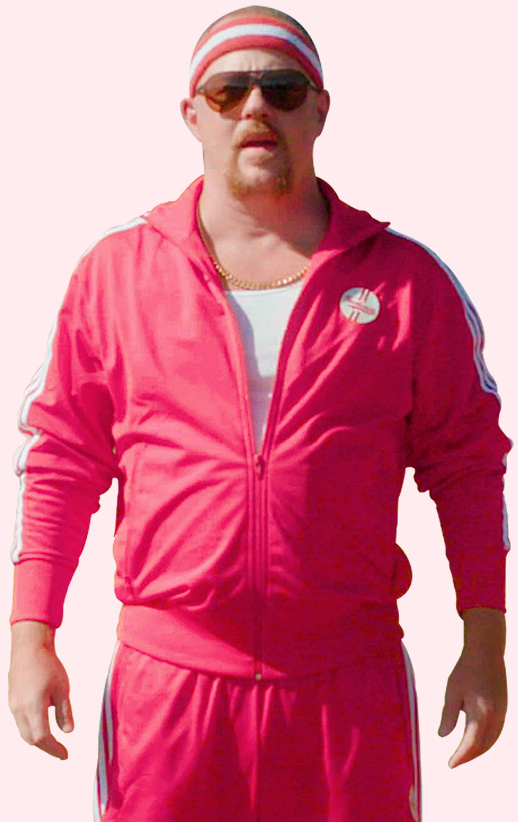 Man in a pink tracksuit